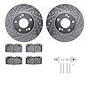 7512-67135 Drilled/Slotted Brake Rotors w/5000 Advanced Brake Pads Kit & Hardware [Silver], 1989-1996 Infiniti/Nissan, Position: - image 1