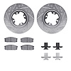 7512-67136 Drilled/Slotted Brake Rotors w/5000 Advanced Brake Pads Kit & Hardware [Silver], 1981-1986 Infiniti/Nissan, Position: - image 1