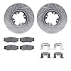7512-67138 Drilled/Slotted Brake Rotors w/5000 Advanced Brake Pads Kit & Hardware [Silver], 1984-1984 Infiniti/Nissan, Position: - image 1