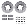 7512-67139 Drilled/Slotted Brake Rotors w/5000 Advanced Brake Pads Kit & Hardware [Silver], 1987-1988 Infiniti/Nissan, Position: - image 1