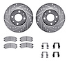 7512-67151 Drilled/Slotted Brake Rotors w/5000 Advanced Brake Pads Kit & Hardware [Silver], 1988-1989 Infiniti/Nissan, Position: - image 1