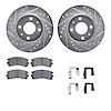 7512-67152 Drilled/Slotted Brake Rotors w/5000 Advanced Brake Pads Kit & Hardware [Silver], 1991-2006 Infiniti/Nissan, Position: - image 1