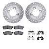7512-67169 Drilled/Slotted Brake Rotors w/5000 Advanced Brake Pads Kit & Hardware [Silver], 1982-1986 Infiniti/Nissan, Position: - image 1