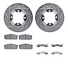 7512-67178 Drilled/Slotted Brake Rotors w/5000 Advanced Brake Pads Kit & Hardware [Silver], 1982-1985 Infiniti/Nissan, Position: - image 1