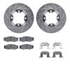 7512-67181 Drilled/Slotted Brake Rotors w/5000 Advanced Brake Pads Kit & Hardware [Silver], 1986-1986 Infiniti/Nissan, Position: - image 1