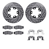 7512-67193 Drilled/Slotted Brake Rotors w/5000 Advanced Brake Pads Kit & Hardware [Silver], 1984-1989 Infiniti/Nissan, Position: - image 1