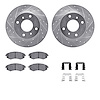 7512-67224 Drilled/Slotted Brake Rotors w/5000 Advanced Brake Pads Kit & Hardware [Silver], 1989-1996 Infiniti/Nissan, Position: - image 1