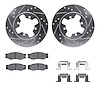 7512-67263 Drilled/Slotted Brake Rotors w/5000 Advanced Brake Pads Kit & Hardware [Silver], 1984-1986 Infiniti/Nissan, Position: - image 1