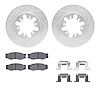 7512-67272 Drilled/Slotted Brake Rotors w/5000 Advanced Brake Pads Kit & Hardware [Silver], 1982-1985 Infiniti/Nissan, Position: - image 1