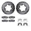 7512-67275 Drilled/Slotted Brake Rotors w/5000 Advanced Brake Pads Kit & Hardware [Silver], 1983-1985 Infiniti/Nissan, Position: - image 1
