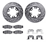 7512-67284 Drilled/Slotted Brake Rotors w/5000 Advanced Brake Pads Kit & Hardware [Silver], 1985-1997 Infiniti/Nissan, Position: - image 1