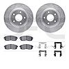 7512-67376 Drilled/Slotted Brake Rotors w/5000 Advanced Brake Pads Kit & Hardware [Silver], 2007-2012 Infiniti/Nissan, Position: - image 1