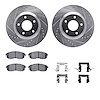 7512-67388 Drilled/Slotted Brake Rotors w/5000 Advanced Brake Pads Kit & Hardware [Silver], 2007-2012 Infiniti/Nissan, Position: - image 1