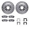 7512-67500 Drilled/Slotted Brake Rotors w/5000 Advanced Brake Pads Kit & Hardware [Silver], 2011-2019 Infiniti/Nissan, Position: - image 1