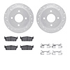 7512-68001 Drilled/Slotted Brake Rotors w/5000 Advanced Brake Pads Kit & Hardware [Silver], 1990-1992 Infiniti/Nissan, Position: - image 1
