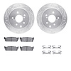 7512-68003 Drilled/Slotted Brake Rotors w/5000 Advanced Brake Pads Kit & Hardware [Silver], 1993-2001 Infiniti/Nissan, Position: - image 1