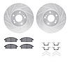 7512-68004 Drilled/Slotted Brake Rotors w/5000 Advanced Brake Pads Kit & Hardware [Silver], 1997-2001 Infiniti/Nissan, Position: - image 1
