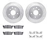 7512-68005 Drilled/Slotted Brake Rotors w/5000 Advanced Brake Pads Kit & Hardware [Silver], 2002-2006 Infiniti/Nissan, Position: - image 1
