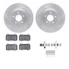 7512-68008 Drilled/Slotted Brake Rotors w/5000 Advanced Brake Pads Kit & Hardware [Silver], 2003-2008 Infiniti/Nissan, Position: - image 1