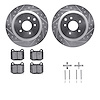 7512-68009 Drilled/Slotted Brake Rotors w/5000 Advanced Brake Pads Kit & Hardware [Silver], 2003-2008 Infiniti/Nissan, Position: - image 1