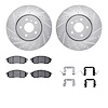 7512-68010 Drilled/Slotted Brake Rotors w/5000 Advanced Brake Pads Kit & Hardware [Silver], 2014-2014 Infiniti/Nissan, Position: - image 1