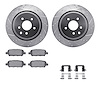 7512-68011 Drilled/Slotted Brake Rotors w/5000 Advanced Brake Pads Kit & Hardware [Silver], 2007-2015 Infiniti/Nissan, Position: - image 1