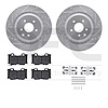 7512-68012 Drilled/Slotted Brake Rotors w/5000 Advanced Brake Pads Kit & Hardware [Silver], 2008-2020 Infiniti/Nissan, Position: - image 1