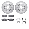 7512-68013 Drilled/Slotted Brake Rotors w/5000 Advanced Brake Pads Kit & Hardware [Silver], 2005-2013 Infiniti/Nissan, Position: - image 1
