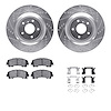 7512-68014 Drilled/Slotted Brake Rotors w/5000 Advanced Brake Pads Kit & Hardware [Silver], Fits Select Infiniti/Nissan, Positio - image 1