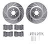 7512-68015 Drilled/Slotted Brake Rotors w/5000 Advanced Brake Pads Kit & Hardware [Silver], Fits Select Infiniti/Nissan, Positio - image 1