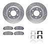 7512-68018 Drilled/Slotted Brake Rotors w/5000 Advanced Brake Pads Kit & Hardware [Silver], Fits Select Infiniti/Nissan, Positio - image 1