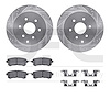 7512-68019 Drilled/Slotted Brake Rotors w/5000 Advanced Brake Pads Kit & Hardware [Silver], Fits Select Infiniti/Nissan, Positio - image 1
