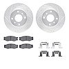 7512-68020 Drilled/Slotted Brake Rotors w/5000 Advanced Brake Pads Kit & Hardware [Silver], 1990-1992 Infiniti/Nissan, Position: - image 1