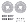 7512-68026 Drilled/Slotted Brake Rotors w/5000 Advanced Brake Pads Kit & Hardware [Silver], 1990-1993 Infiniti/Nissan, Position: - image 1