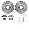 7512-68059 Drilled/Slotted Brake Rotors w/5000 Advanced Brake Pads Kit & Hardware [Silver], 2007-2015 Infiniti/Nissan, Position: - image 1