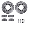 7512-72020 Drilled/Slotted Brake Rotors w/5000 Advanced Brake Pads Kit & Hardware [Silver], 1992-1992 Mitsubishi, Position: Fron - image 1