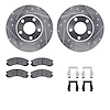 7512-72028 Drilled/Slotted Brake Rotors w/5000 Advanced Brake Pads Kit & Hardware [Silver], 1990-1993 Mitsubishi, Position: Fron - image 1