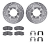 7512-72030 Drilled/Slotted Brake Rotors w/5000 Advanced Brake Pads Kit & Hardware [Silver], 1991-1991 Mitsubishi, Position: Fron - image 1