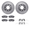 7512-72036 Drilled/Slotted Brake Rotors w/5000 Advanced Brake Pads Kit & Hardware [Silver], 1998-2001 Kia/Hyundai/Genesis, Posit - image 1
