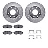 7512-72037 Drilled/Slotted Brake Rotors w/5000 Advanced Brake Pads Kit & Hardware [Silver], 2005-2006 Kia/Hyundai/Genesis, Posit - image 1