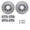 7512-72038 Drilled/Slotted Brake Rotors w/5000 Advanced Brake Pads Kit & Hardware [Silver], 2002-2007 Mitsubishi, Position: Fron - image 1