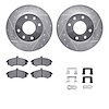7512-72039 Drilled/Slotted Brake Rotors w/5000 Advanced Brake Pads Kit & Hardware [Silver], 2002-2005 Kia/Hyundai/Genesis, Posit - image 1