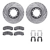 7512-72043 Drilled/Slotted Brake Rotors w/5000 Advanced Brake Pads Kit & Hardware [Silver], 1990-2004 Mitsubishi, Position: Fron - image 1