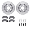 7512-72045 Drilled/Slotted Brake Rotors w/5000 Advanced Brake Pads Kit & Hardware [Silver], Fits Select Mitsubishi, Position: Fr - image 1