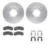 7512-72046 Drilled/Slotted Brake Rotors w/5000 Advanced Brake Pads Kit & Hardware [Silver], 1994-2000 Mitsubishi, Position: Fron - image 1