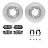 7512-72053 Drilled/Slotted Brake Rotors w/5000 Advanced Brake Pads Kit & Hardware [Silver], 1994-1994 Mopar, Position: Rear - image 1