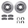 7512-72054 Drilled/Slotted Brake Rotors w/5000 Advanced Brake Pads Kit & Hardware [Silver], 1998-2002 Mitsubishi, Position: Fron - image 1