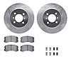 7512-72055 Drilled/Slotted Brake Rotors w/5000 Advanced Brake Pads Kit & Hardware [Silver], 2002-2007 Mitsubishi, Position: Fron - image 1