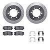 7512-72056 Drilled/Slotted Brake Rotors w/5000 Advanced Brake Pads Kit & Hardware [Silver], 1990-2000 Mitsubishi, Position: Rear - image 1