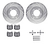 7512-72060 Drilled/Slotted Brake Rotors w/5000 Advanced Brake Pads Kit & Hardware [Silver], 2003-2006 Mitsubishi, Position: Rear - image 1